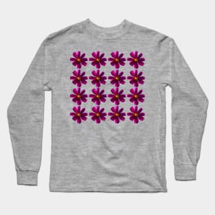 Dark Pink Cosmos Flowers Pattern Long Sleeve T-Shirt